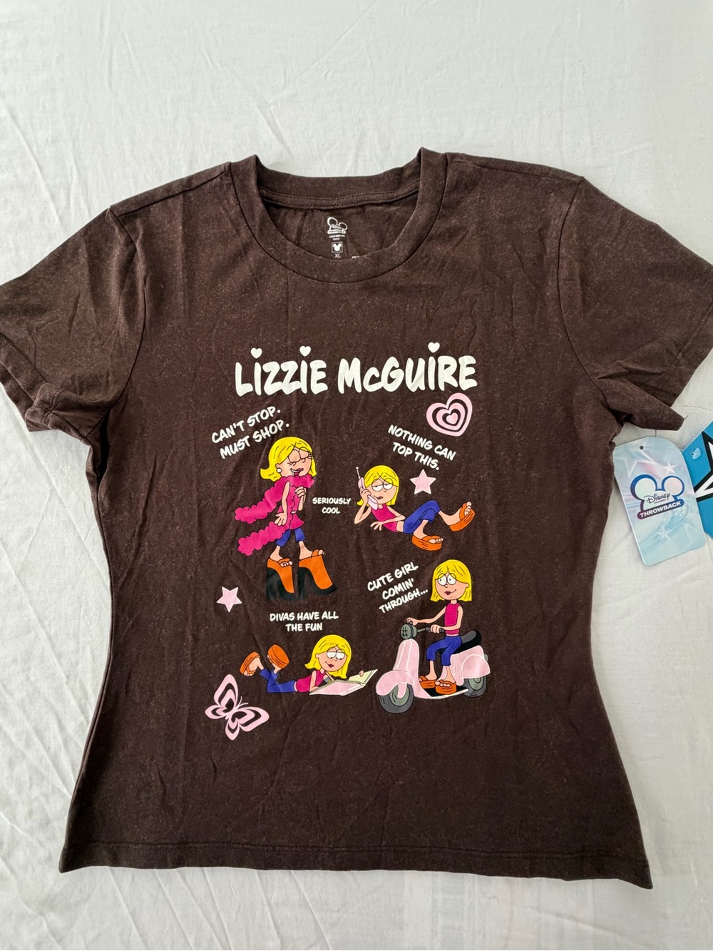 Disney Y2K Lizzie McGuire Brown T-Shirt, Size XL